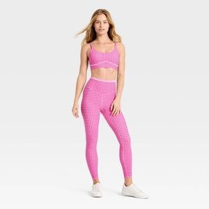 Pink Gingham Leggings and Sports Bra Set by JoyLab - NWT szM